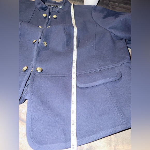 NWT Talbots Plus “Ashley” Navy Blue Twill Military Jacket with Gold Accents - Picture 9 of 14